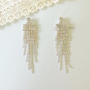 Rhinestone Embellished Tassel Earrings